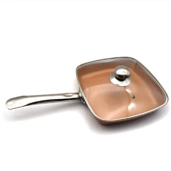 

Copper Pan 10-Inch Nonstick Deep Square Induction Fry Pan with/without Glass Lid, Dishwasher Safe Oven Safe ZM805