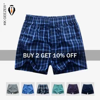 Men Underwear Boxer Plaid Underpants 100% Cotton Shorts Men Striped Panties Loose High Quality Oversize Breathable Dropshipping