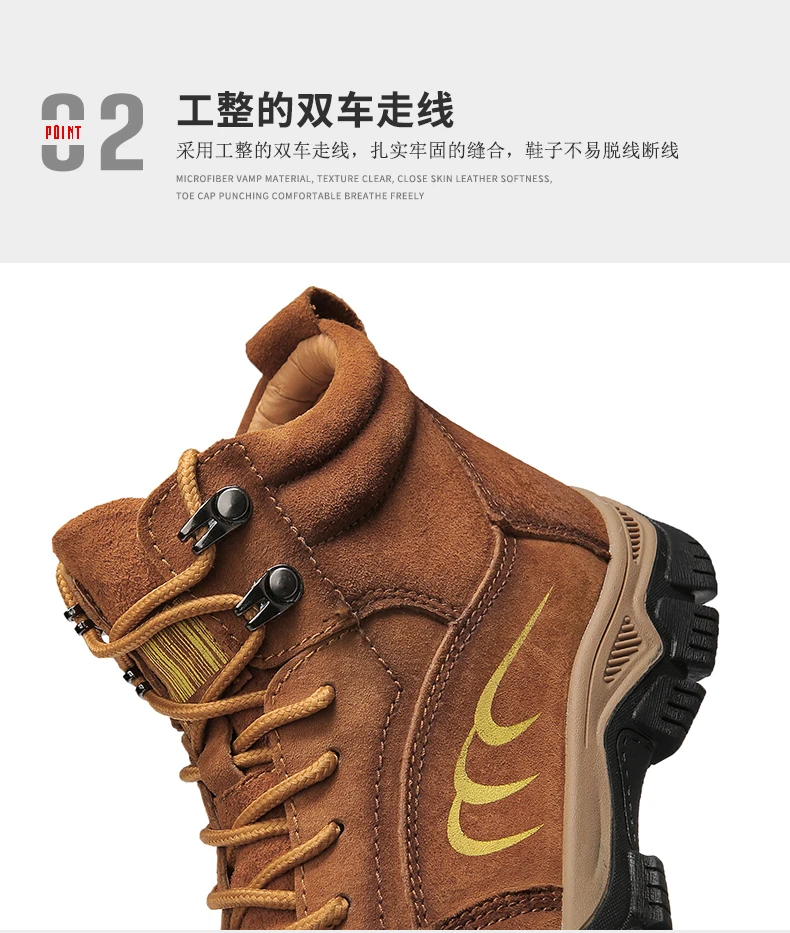 Leather Men Outdoor Hiking Boots Autumn Winter Mens Mountaineering Boots With Fur Trekking Hunting Sneaekrs Mens Trails Shoes