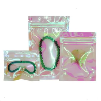 

Jewelry Accessories Storage Rainbow-colored Ziplock Package Bags Iridescent Plastic Bag Holographic Toy Gift Packed Zipper Pouch
