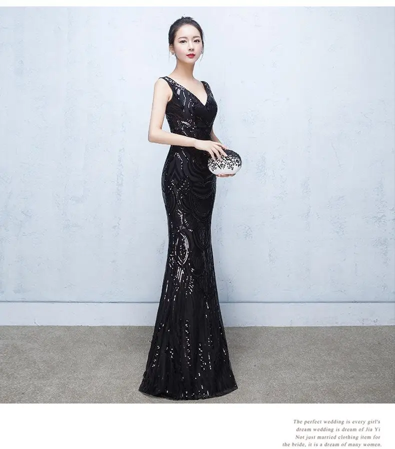 Bride Sequined Sexy Long Evening Dress Red Mermaid Cheongsam Traditional Chinese Oriental Dresses Robe Orientale Wedding Cothes (17)