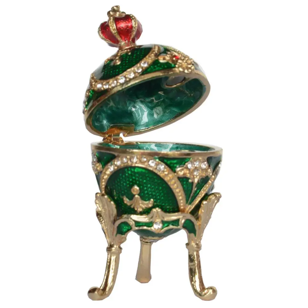 Easter Egg Bejeweled Trinket Box Metal Tabletop Crafts Birthday Gifts for Her Collectibles