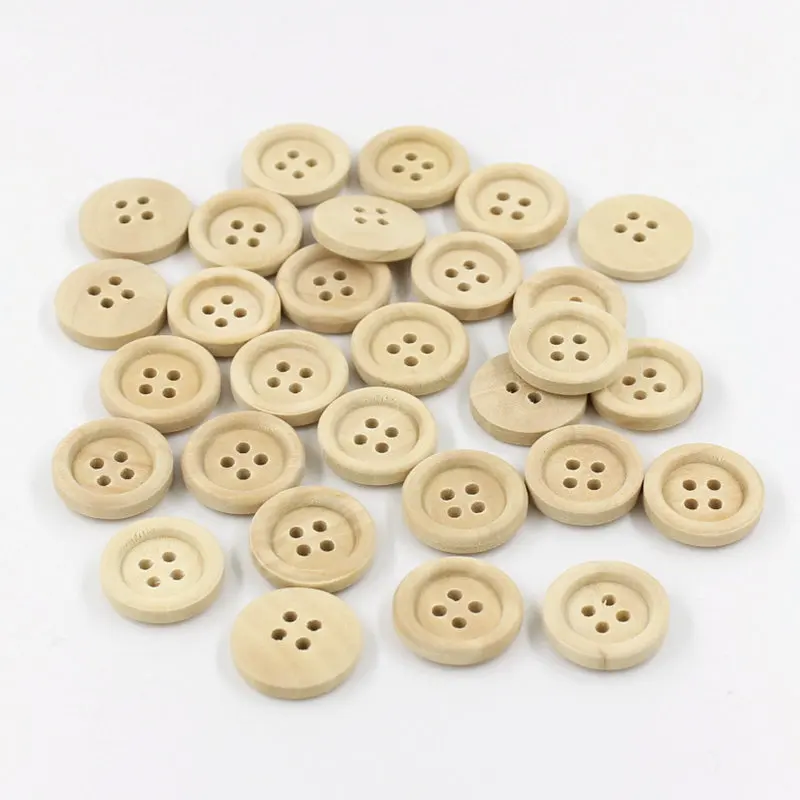 30-100PCS Multi Sizes Round Buttons Mixed Natural Wooden Buttons 4-Holes Scrapbooking DIY Sewing Accessories