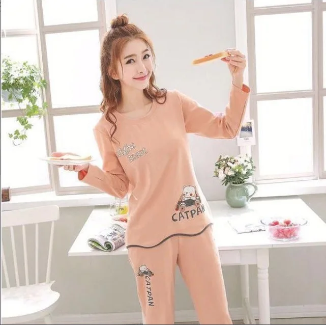 

Spike ARTISTRY) Spring And Autumn Long Sleeve Car Bear Pajamas WOMEN'S Suit Qmilch 120 Grams M-XXL Three-Color
