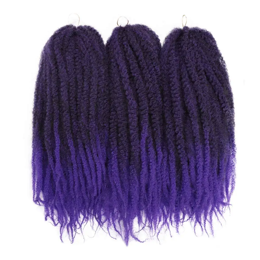 Black Star Marley Twist Crochet Braids 18 Inch Afro Kinky Twist Crochet Hair Synthetic Tone Mixed Colour Kinky Hair Extensions