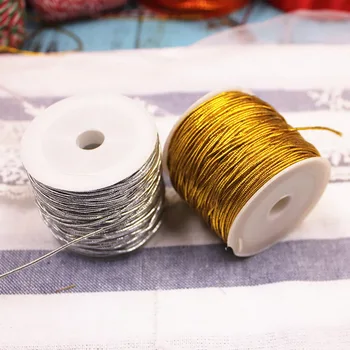 

New 25M/Roll Gold/silver Packing Rope Ornaments String Elastic Cords For Home Decor Handmade Christmas Gift Packing Crafts DIY