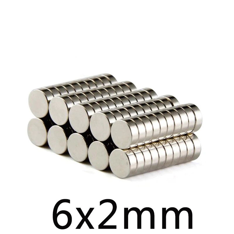 150/200/500 шт. Сильный редкоземельный магнит 6 мм x 2 N35 Магниты 6*2 модель диска листовой