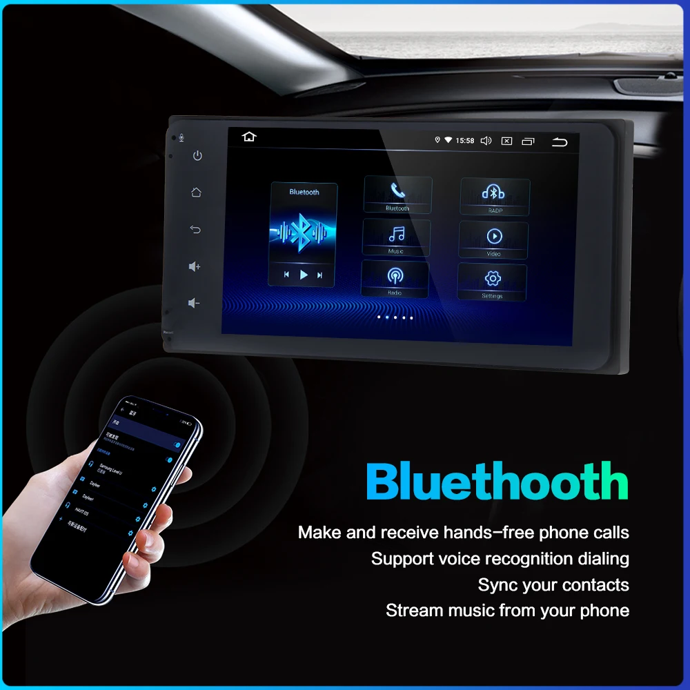Excellent for Toyota Corolla Camry Prado RAV4 Vehicle GPS Navigation 7" 1080P Audio Car 2 din Android 9.0 Radio DSP Stereo Audio Universal 3