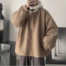 

Polar Fleece Winter Jackets Men Women Hooded Thick Loose Zipper Korean Stitch Fashion Parkas Quilted Coats 2021 New Jacket