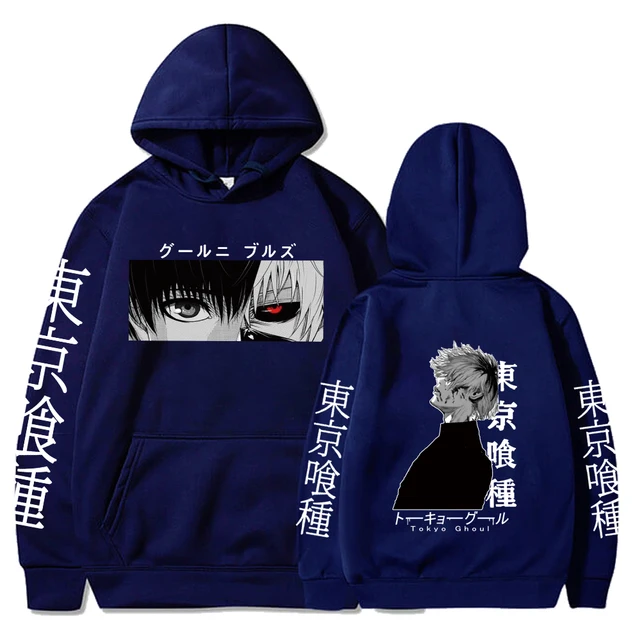 Tokyo Ghoul Anime Hoodie Pullovers Sweatshirts Ken Kaneki Graphic Printed Tops Casual Hip Hop Streetwear Navy blue 1