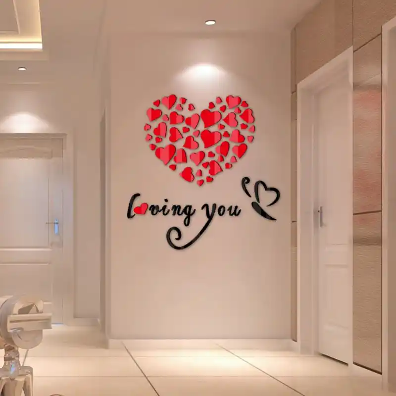 Phot Venta Mas Reciente Pegatinas De Pared 3d Corazon Romantico