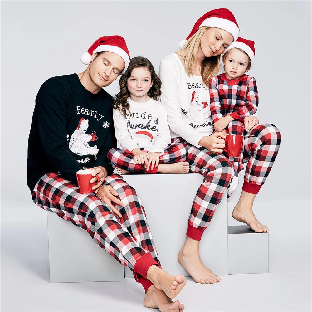 

Family Matching Christmas Pajamas Set 2020 Xmas Father Daughter Son Kids Print Soft Nightwear Sleepwear Plaid Clothing Outfits