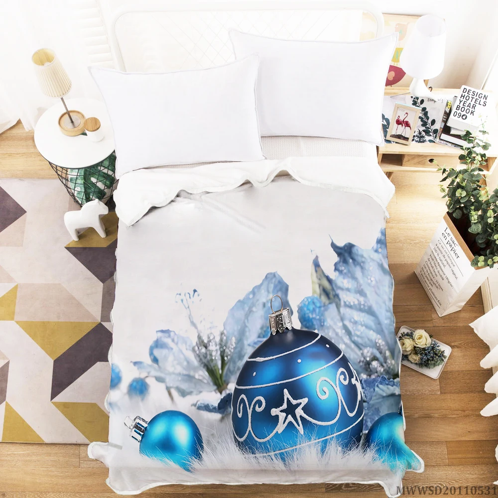 

Milsleep 2021 Bed New Products Blue Christmas Blankets Soft Breathable Blanket Thin Comforter