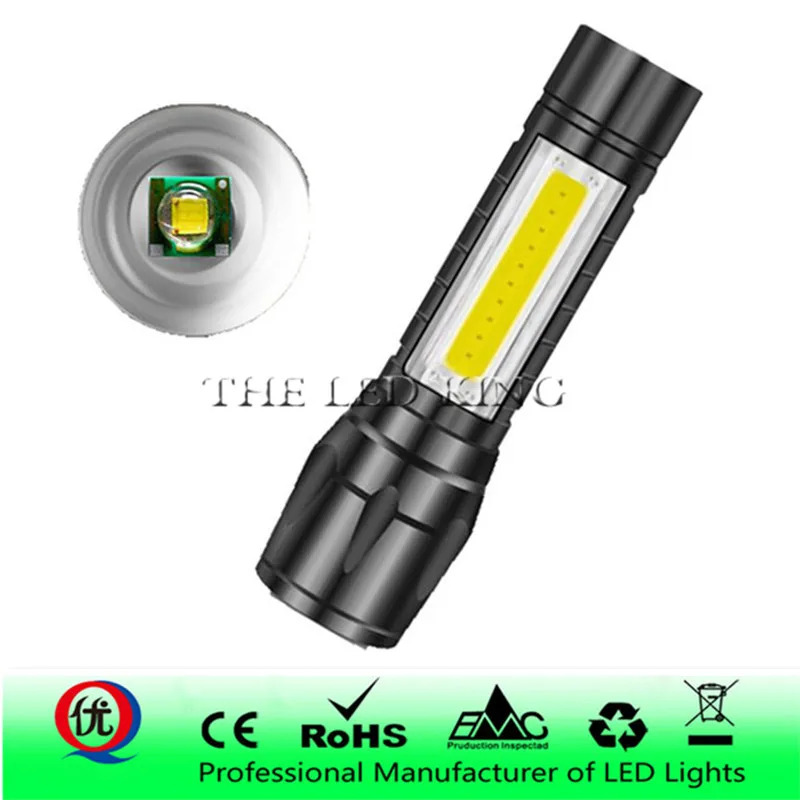 

4000LM XML-Q5+COB LED Flashlight Portable Super Bright Adjustable torch Use AA 14500 Battery Waterproof in life Lighting lantern