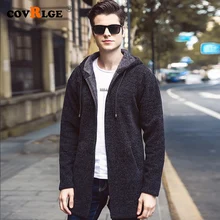 2019 Autumn Winter New Casual Medium and Long section Sweater Zipper Fashion Solid Pockets Knit Outwear Coat Sweater Men MWK009
