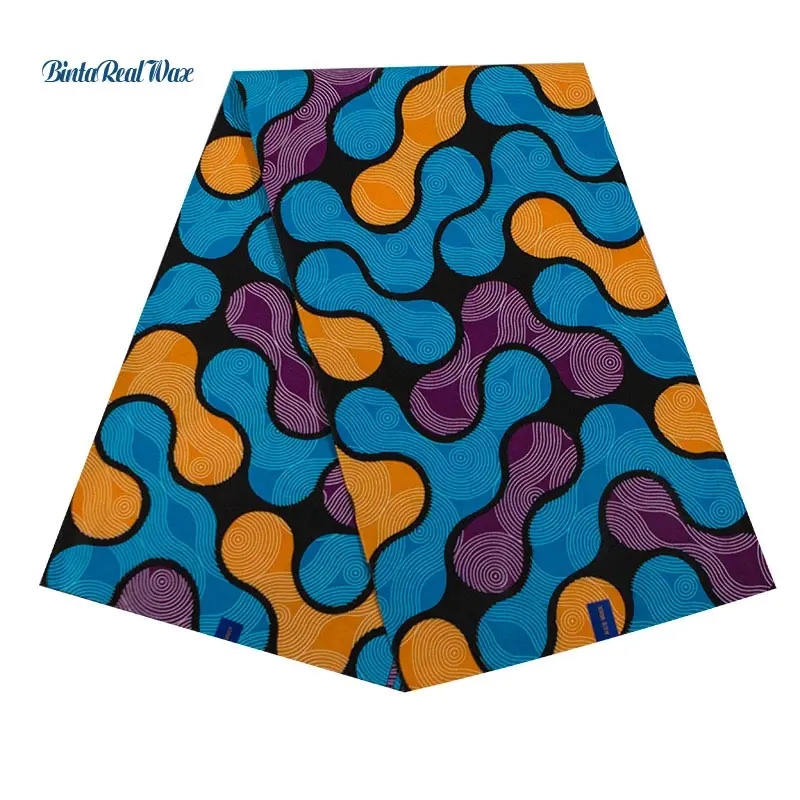 Ankara African Wax Print Fabric Bule and Yellow 6 Yards Ankara Fabric BintarealWax Ankara Fabric for Party Dress 24FS1352