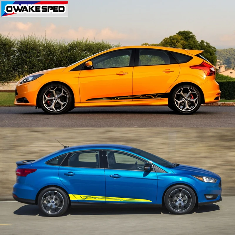 Для Ford Focus ST Sport Styling 4 дверцы гоночная линия боковая юбка полоски кузова двери Декор стикер креативные авто виниловые наклейки