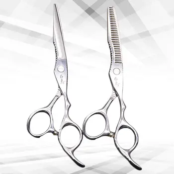 

2Pcs Stainless Steel Hairdressing Scissors Flat Scissors Teeth Scissors Bang Hair Cutter Silver