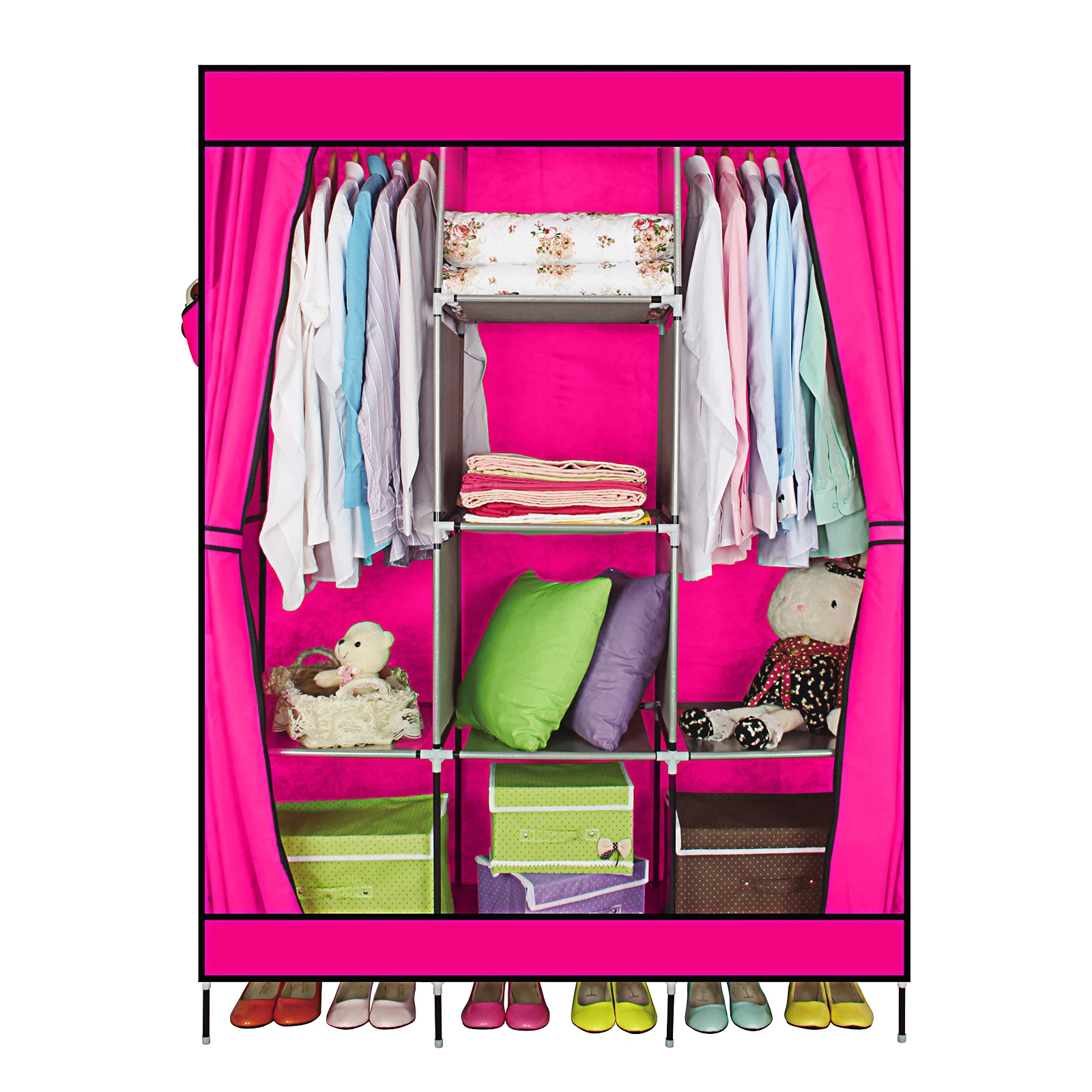 Russian Warehouse Fabric Wardrobe Diy Assembly Closet Bedroom Clothes Hanging Storage Cabinet Dormitory Furniture For Home Russian Warehouse Fabric Wardrobe Diy Assembly Closet Bedroom Clothes Hanging Storage Cabinet Dormitory Furniture For Home