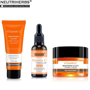 

Neutriherbs Vitamin C Serum Face Cleanser Face Cream Cleaning Moisturizing Anti Wrinkle Anti Aging Best Skin Care Set Kit