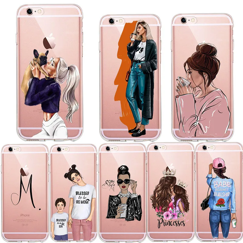 VOGUE queen Princess Girl Female boss coffee Мягкий Силиконовый ТПУ чехол для телефона iPhone 4 5S SE 6 6splus 7