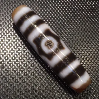 

200610-2 Fengshui High Oily Dzi Bead 3 EYES Patterns 13mm*49mm Tibetan Beads Amulet Gemstone Natural Agate Stone High Quality