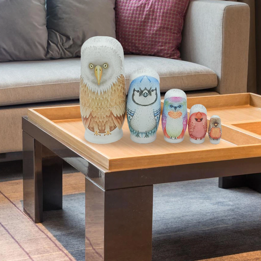 Owl Matryoshka Set Wooden Russian Nesting Dolls Home Decor Birthday Gift | Игрушки и хобби