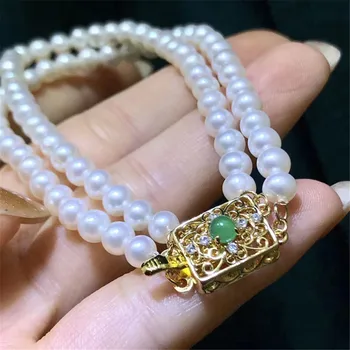 

DIY pearl accessories Natural pearl necklace bracelet buckle fashion S925 sterling silver platinum double-breasted