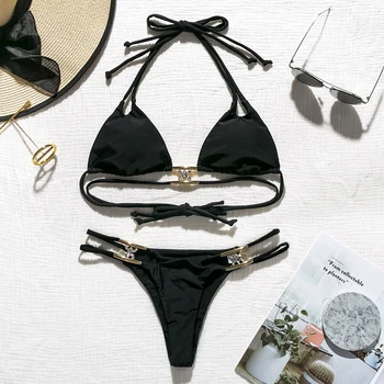 

Mossha micro bikini push up 2019 thong swimsuit female string bikini set triangle woman swimwear Sexy crystal bathing suit mujer