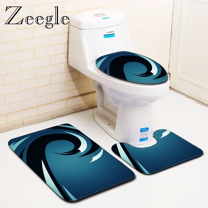 Zeegle 3 шт набор ковриков для ванной комнаты коврик для ног водопоглощающий коврик для унитаза фланелевый коврик для унитаза современный набор для унитаза