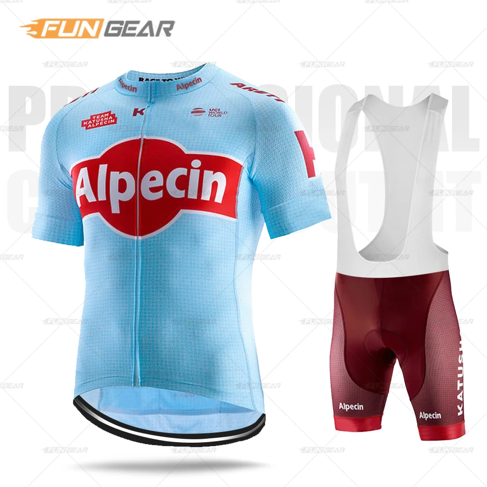 New Men Bike Jersey Set Cycling Clothing Short Sleeve Pro Team Tights Suit Maglia Alpecin Fenix Racing 2020 Triathlon Uniform