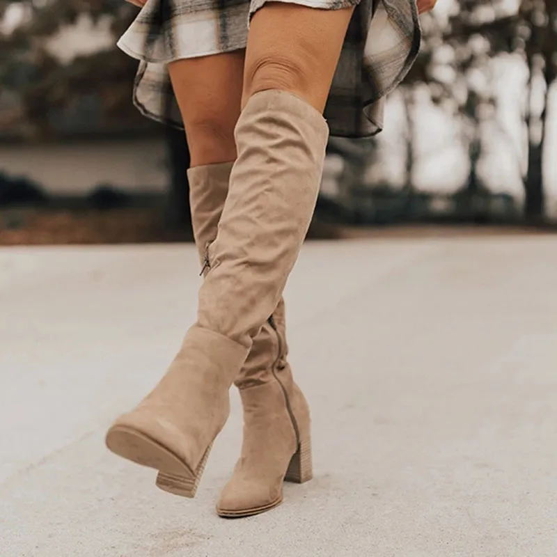 Puimentiua/ г. Зимние женские сапоги до колена пикантная женская обувь на высоком каблуке со шнуровкой зимние сапоги на шнуровке теплые ботинки, размер