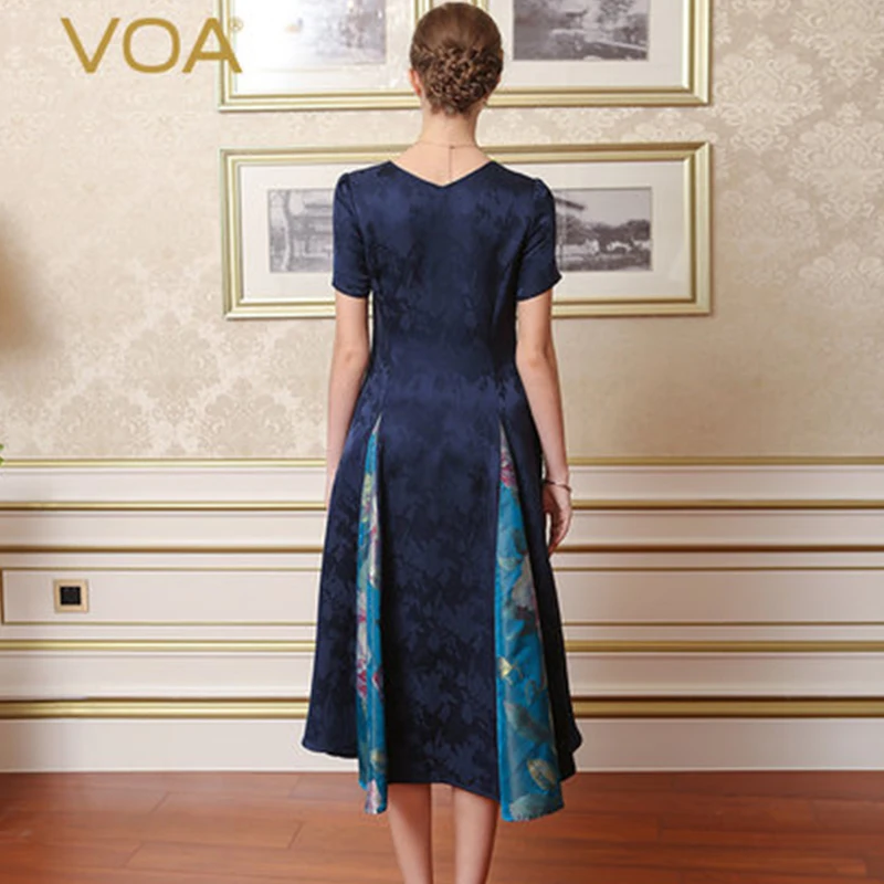 VOA Plus Size Heavy Silk Jacquard Printed High