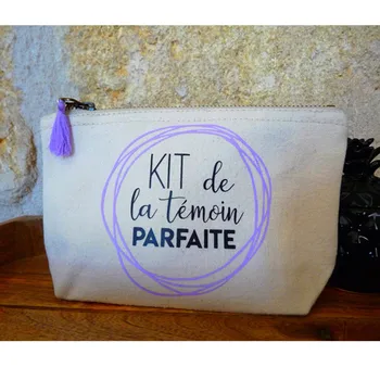 

Custom wedding party kit with Tassel, bridal shower canvas hangovers bag, witness Makeup Bag , thank you Gift bridesmaid pouch