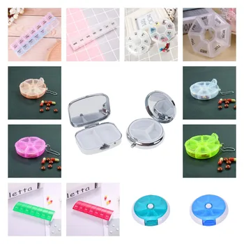 1Pc Small Round Rectangular Tablet Pill Box Container Medicine Case Portable Holder Medicine