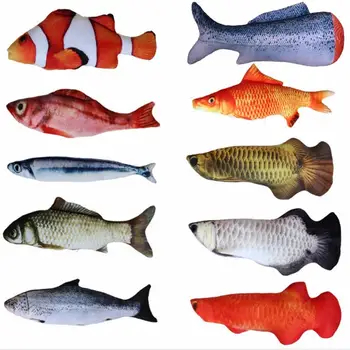 

Plush Cat Mint Fish Toy Pet Chewing Mint Cat Toys Simulation Toy Fish-Shaped Pillow Cats Scratch Board Scratching Plush Creative