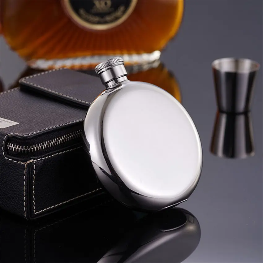 

3/5oz Round Design Portable High quality 304 stainless steel mango hip flask travel whiskey alcohol liquor bottle flagon