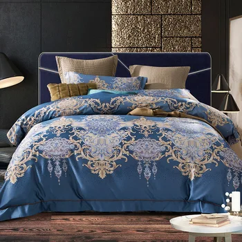 

Evich New AB Version Cotton Four-piece Set Double 2 M Big Bed Cotton Quilt Cover 220x 240cm Bedding