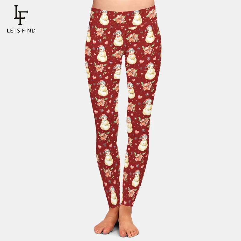 LETSFIND Autumn and Winter High Quality Elastic Women High Waist Leggings Fashion New Snowman Digital Printing Fitness Pants 2020 autumn and winter fashion thick lamb wool ladies bottoming warm pants women autumn and winter high waist leggings warm legg