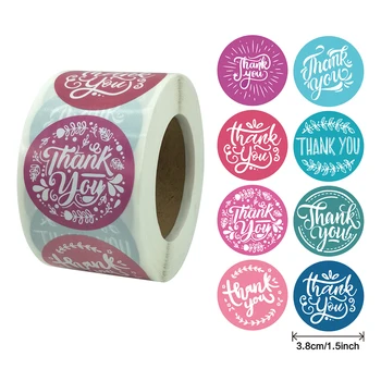 

500pcs Cute 3.8cm Color Thank You Stickers Envelop Sealing Decoration Label Stationery Sticker