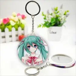 Аниме Hatsune брелок Мику мультяшный брелок с зеркалами для макияжа для рюкзака/сумки аксессуары или коллекция