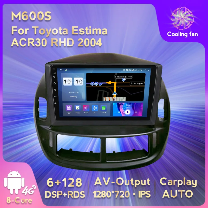 Автомагнитола 6G + 128G Android 11 4G LTE RDS DSP мультимедийный видеоплеер для Toyota Estima ACR30 RHD 2004
