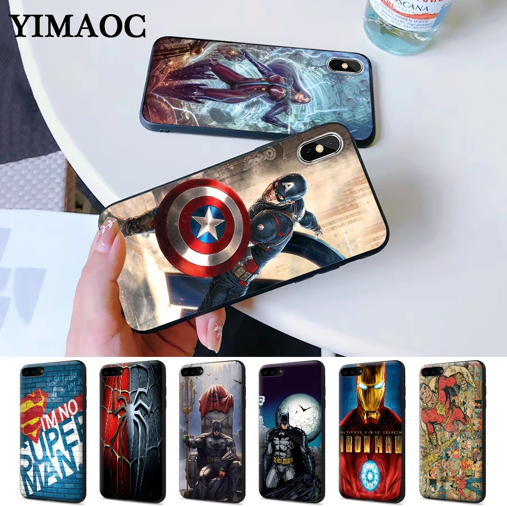 

spiderman iron man super captain Silicone Case for iPhone 5 5S 6 6S Plus 7 8 X XS Max XR