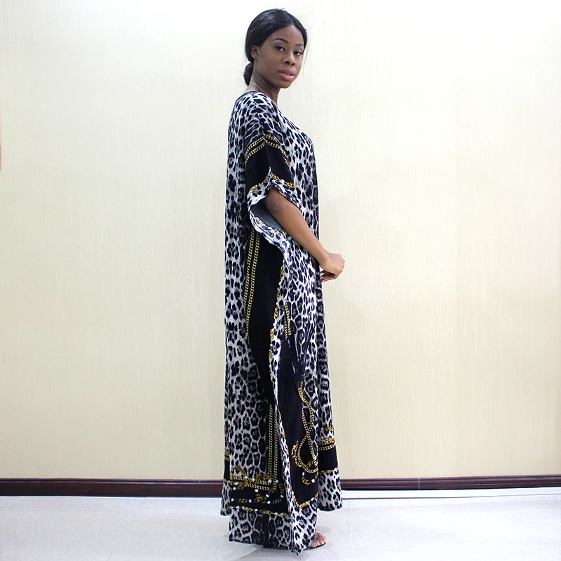 Dashikiage Fashion Design African Dashiki O-Neck Leopard Pattern Print African Plus Size Mama Dresses For Party