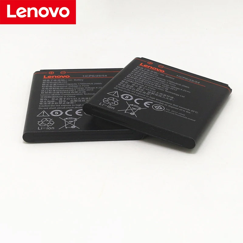 Lenovo 100% оригинал 1700mAh BL233 Аккумулятор для lenovo Vibe A/A1000M/A1000/A2800/A2800-D/A3600/A3600-D/A3800 A3800-D