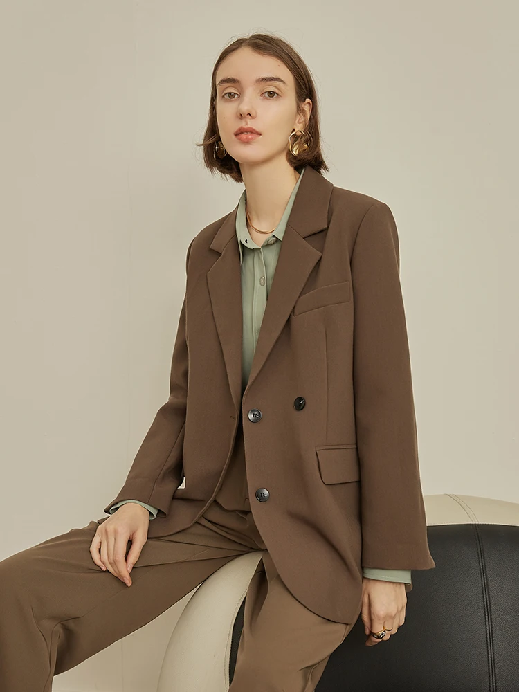 

New Autumn Casual Suit Women Loose Vintage Coats and Jackets Lady Double Breasted Blazer Veste Femme Female Clothing ED50XZ