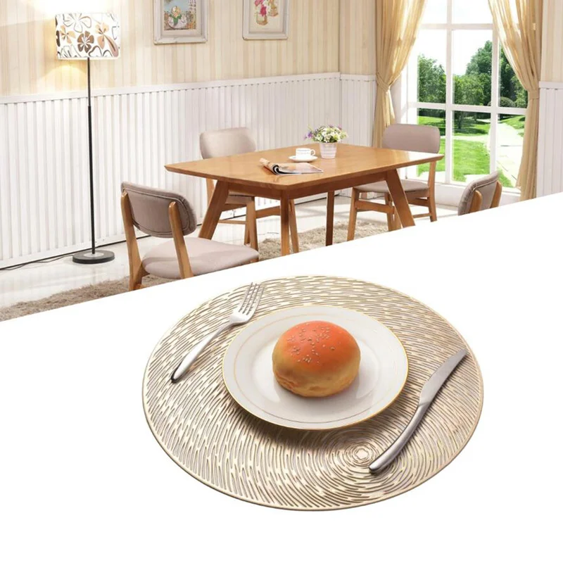

Round Openwork Placemats Table Mats Dining Napkin Pads Non-Slip Heat Resistant Coaster Cushion Kitchen Party Decoration 38*38cm