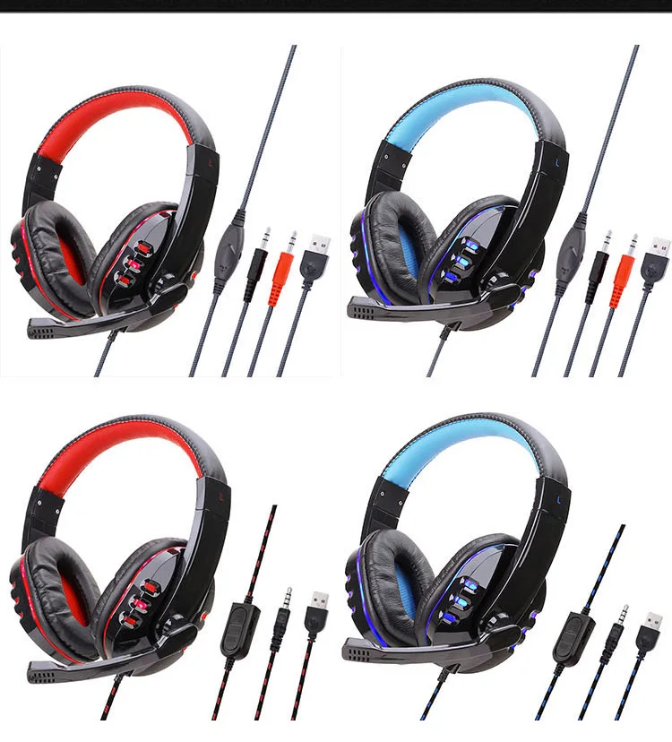 Fones de Ouvido Claros do Jogo do Jogo do Diodo Emissor de Luz com Controle de Volume do Mic Fone de Ouvido para Ps4 Estereofônicos Sobre-cabeça Xbox Gamer Fones - pc 16 com controle de volume do mic sobre-cabeça