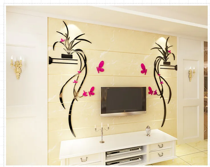Акриловые 3 d настенные наклейки классический растительный стиль гостиной коридора, кабинета, Двери крыльца ТВ установка украшение для угла стены