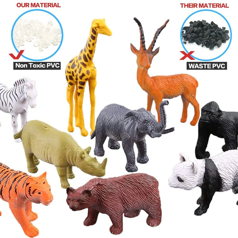 53 шт./компл. мини животный мир зоопарк модель фигурку игрушка набор мультфильм моделирование животных прекрасный пластмассы Коллекция игрушек для детей